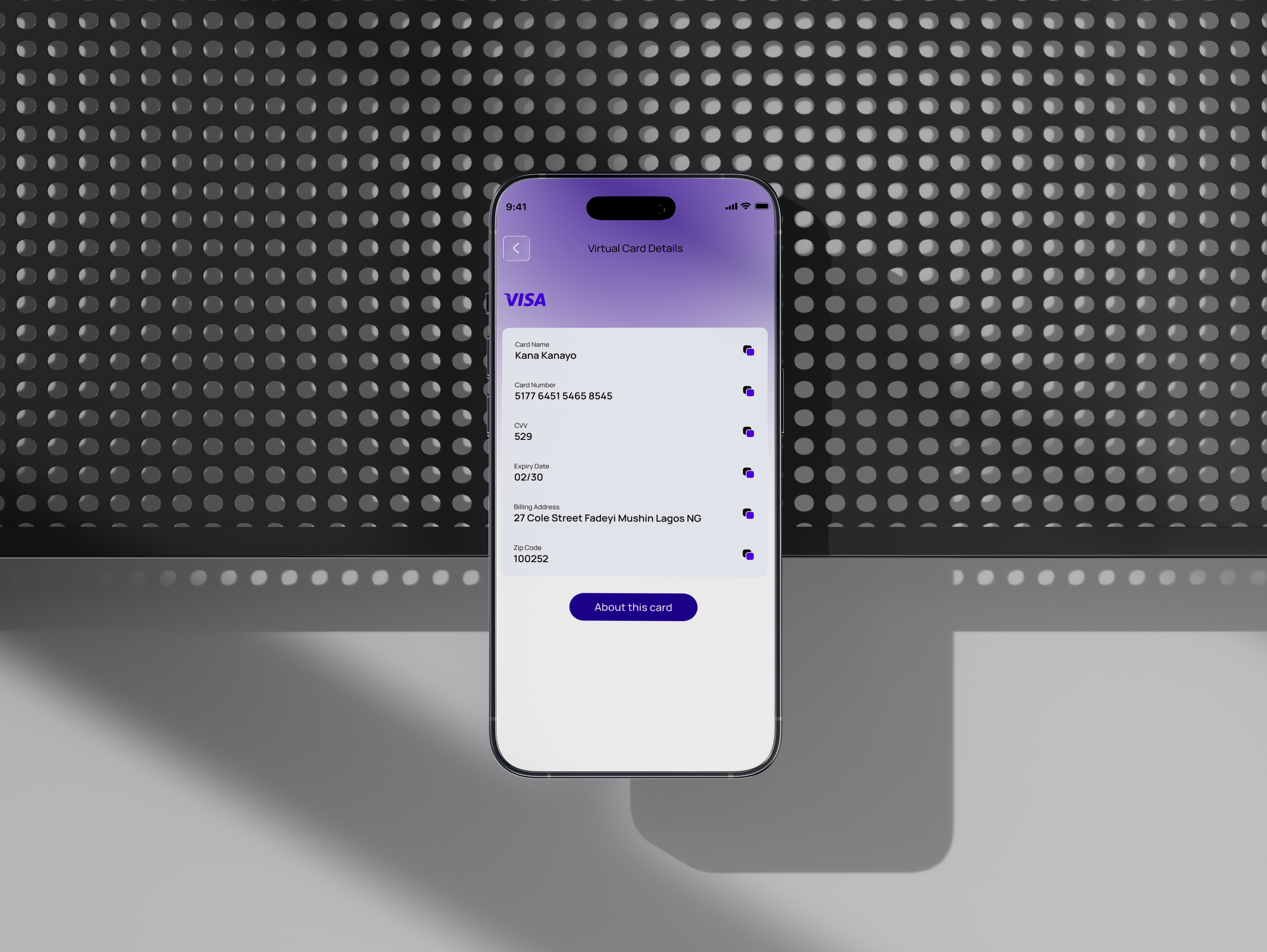 virtual card Features